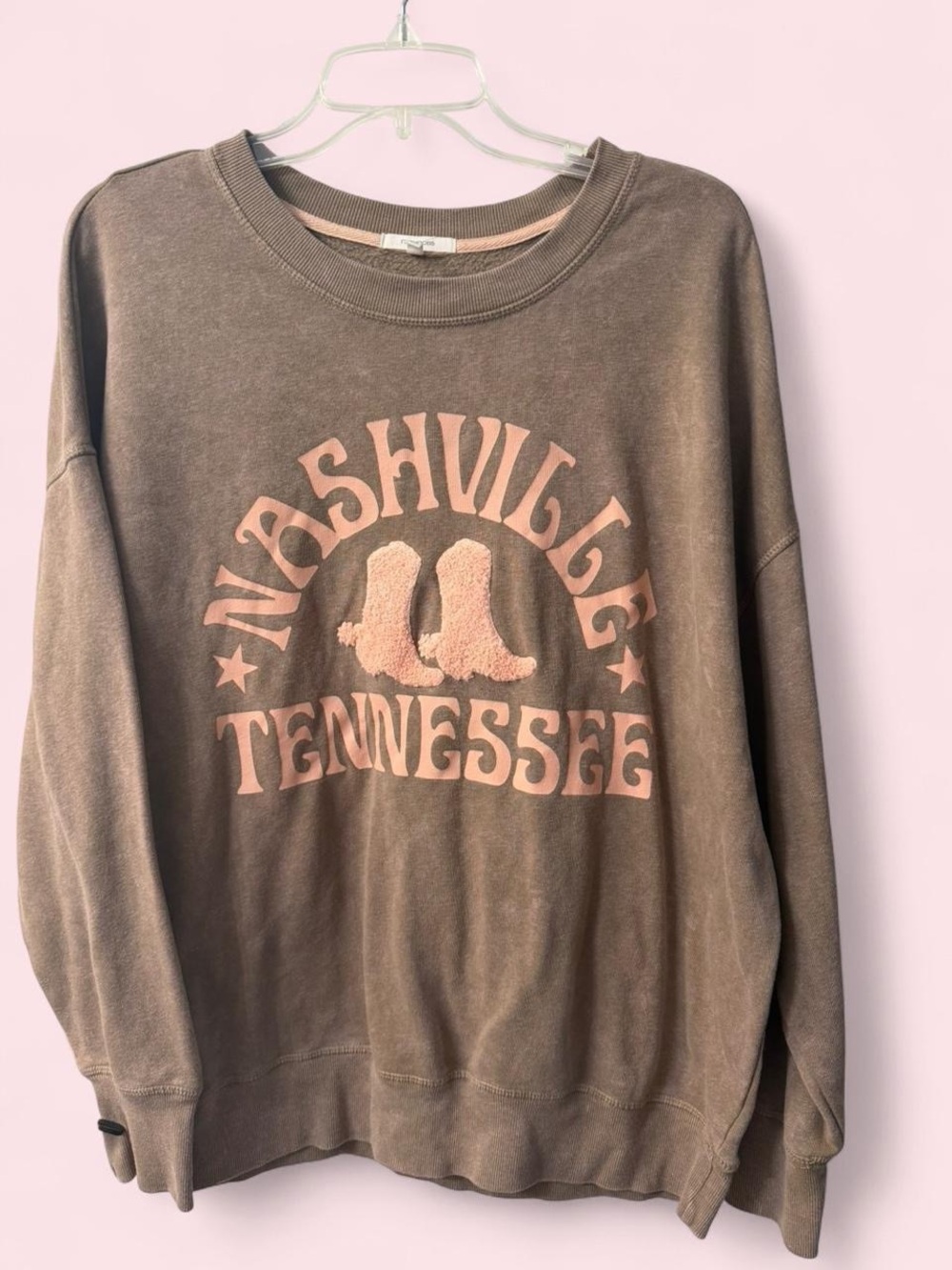 Nashville Tennessee Chenille Boots Oversized Relaxed Crewneck Sweatshirt 0X